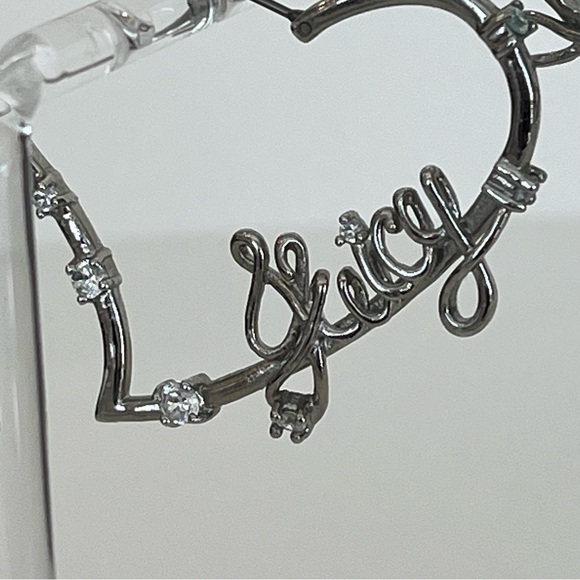 Vintage Juicy Couture Silver Heart Hoop Earrings - Picture 4 of 7